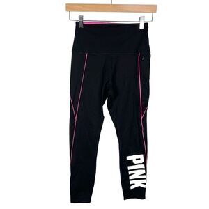 VS Pink High Rise Leggings Workout Athletic Athleisure Black Pink White Logo S